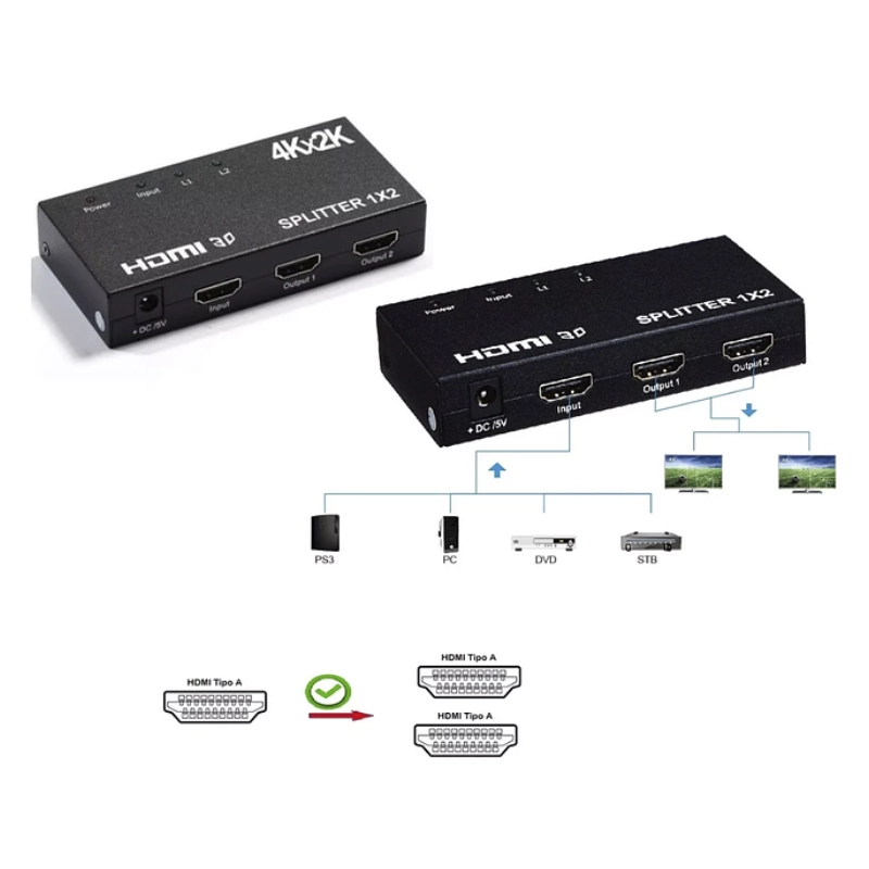 Splitter Hdmi 1 X 2 (Tb-Splt2Hd) Uhd 4K X 2K, 3D, Repite La Misma Imagen De Un Equipo 3 Splitter Hdmi 1 X 2 (Tb-Splt2Hd) Uhd 4K X 2K, 3D, Repite La Misma Imagen De Un Equipo - Imagen 3