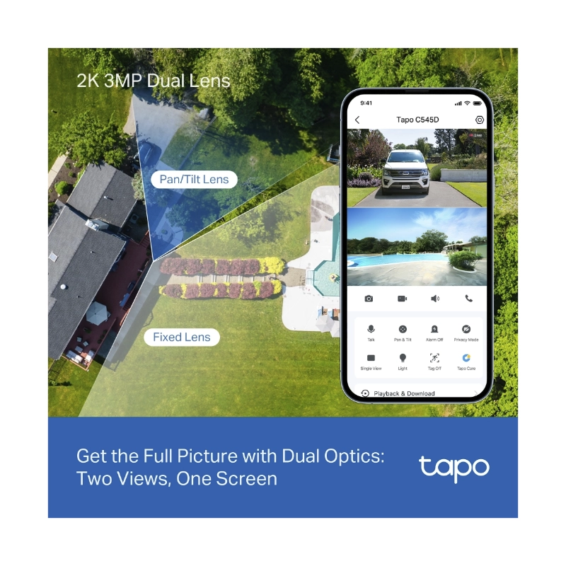 Camara De Seguridad Exterior Tp-Link (Tapo C545D) Wifi, Doble Lente, 2K 3Mp, Vision Nocturna Color, Deteccion De Movimiento Ia, Seguimiento Inteligent 3 Camara De Seguridad Exterior Tp-Link (Tapo C545D) Wifi, Doble Lente, 2K 3Mp, Vision Nocturna Color, Deteccion De Movimiento Ia, Seguimiento Inteligent - Imagen 3
