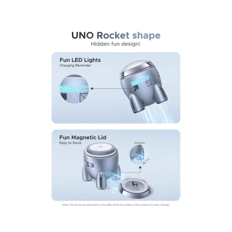 Cargador Inalambrico Ugreen Rocket Shape W713 (65300) Carga Qi2 25W, Magflow, Multifuncional 2 En 1, Zona Magnetica Cohete, Compatible Iphone Y Airpod 4 Cargador Inalambrico Ugreen Rocket Shape W713 (65300) Carga Qi2 25W, Magflow, Multifuncional 2 En 1, Zona Magnetica Cohete, Compatible Iphone Y Airpod - Imagen 4