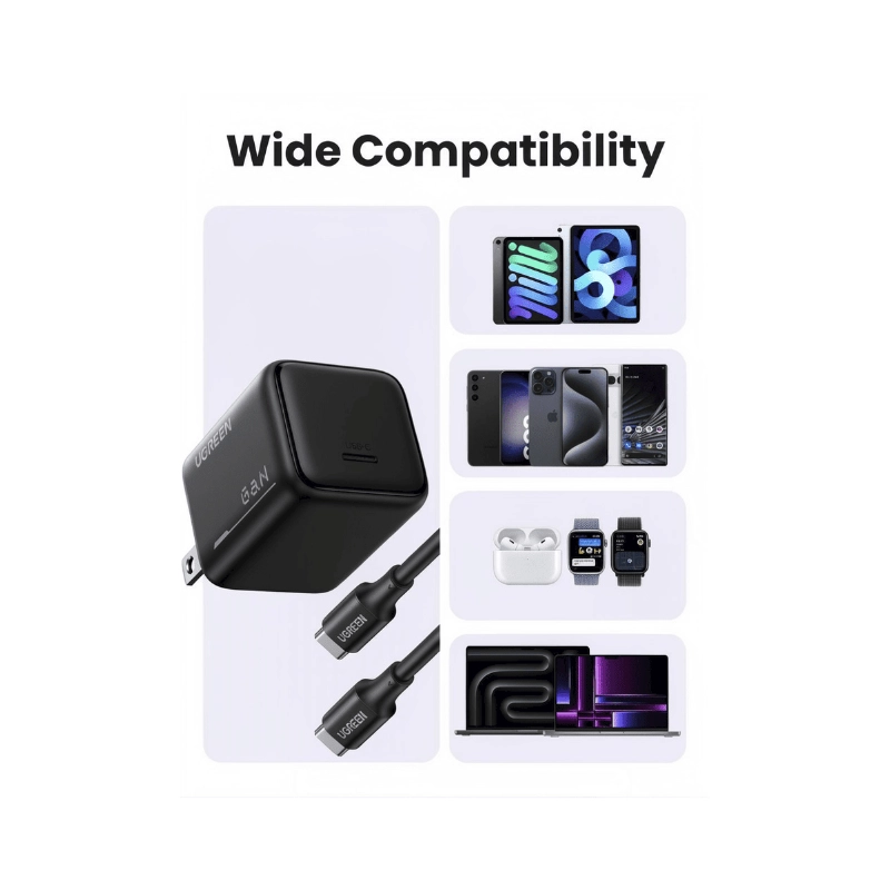 Cargador De Pared Ugreen Gan X517 (75957) Incluye Cable Usb-C A Usb-C 1 Metro, Carga Rapida De 25W 4 Cargador De Pared Ugreen Gan X517 (75957) Incluye Cable Usb-C A Usb-C 1 Metro, Carga Rapida De 25W - Imagen 4