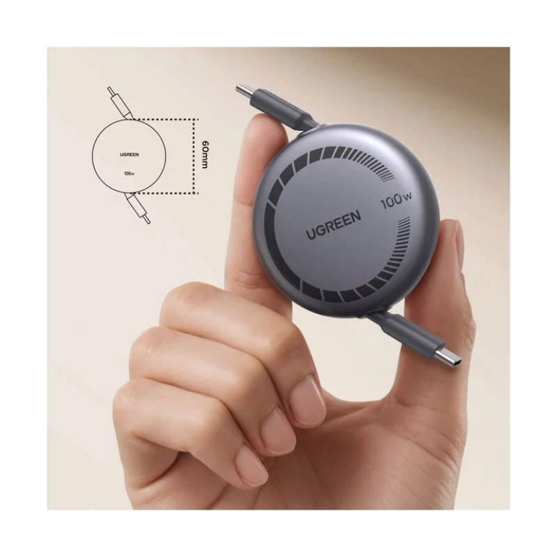 Cable De Carga & Datos Usb-C A Usb-C Retractil Ugreen L531 (65905) 100W De Carga Rapida, Anti-Enredos, 1 Metro 4 Cable De Carga & Datos Usb-C A Usb-C Retractil Ugreen L531 (65905) 100W De Carga Rapida, Anti-Enredos, 1 Metro - Imagen 4