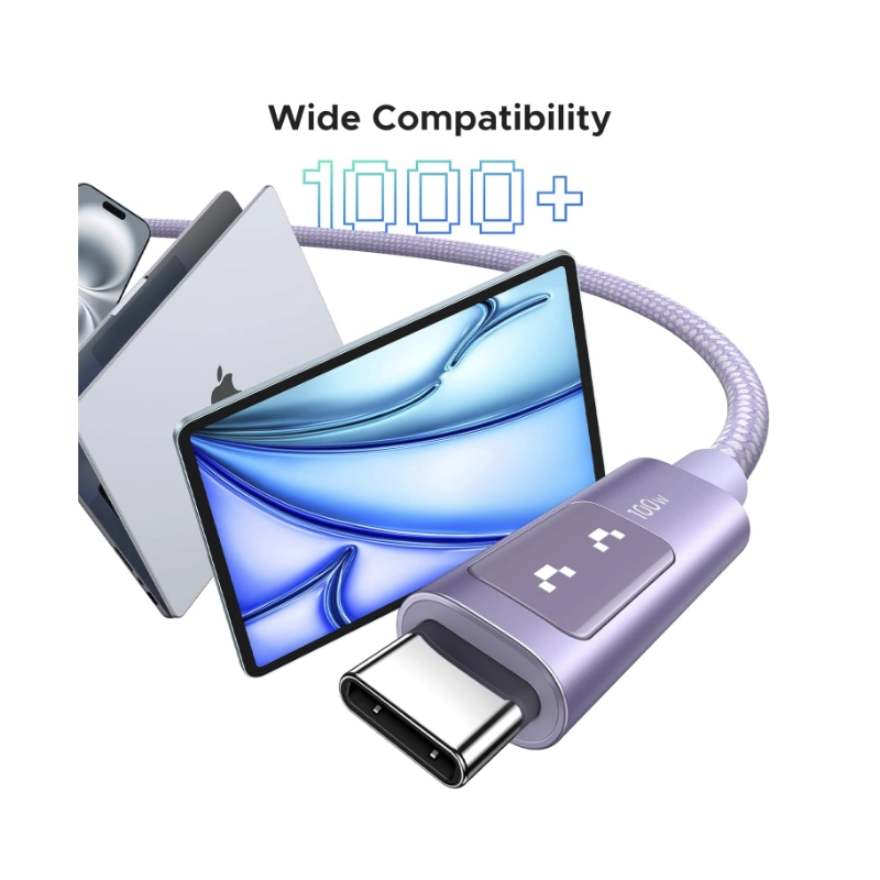 Cable De Carga & Datos Usb-C A Usb-C Ugreen L509 (65092) Purpura, 100W De Carga Rapida, Con Pantalla Led, Para Iphone 16, 1 Metro 4 Cable De Carga & Datos Usb-C A Usb-C Ugreen L509 (65092) Purpura, 100W De Carga Rapida, Con Pantalla Led, Para Iphone 16, 1 Metro - Imagen 4