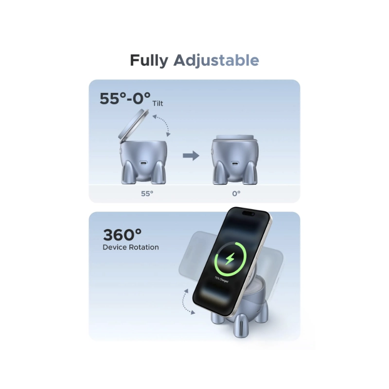 Cargador Inalambrico Ugreen Rocket Shape W713 (65300) Carga Qi2 25W, Magflow, Multifuncional 2 En 1, Zona Magnetica Cohete, Compatible Iphone Y Airpod 5 Cargador Inalambrico Ugreen Rocket Shape W713 (65300) Carga Qi2 25W, Magflow, Multifuncional 2 En 1, Zona Magnetica Cohete, Compatible Iphone Y Airpod - Imagen 5