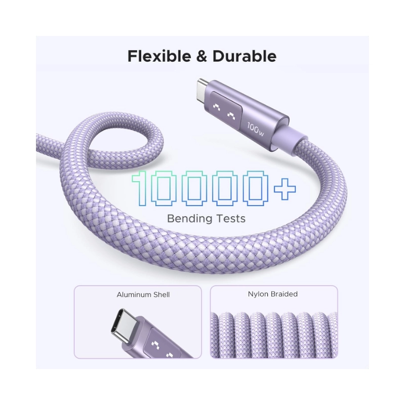 Cable De Carga & Datos Usb-C A Usb-C Ugreen L509 (65092) Purpura, 100W De Carga Rapida, Con Pantalla Led, Para Iphone 16, 1 Metro 7 Cable De Carga & Datos Usb-C A Usb-C Ugreen L509 (65092) Purpura, 100W De Carga Rapida, Con Pantalla Led, Para Iphone 16, 1 Metro - Imagen 7