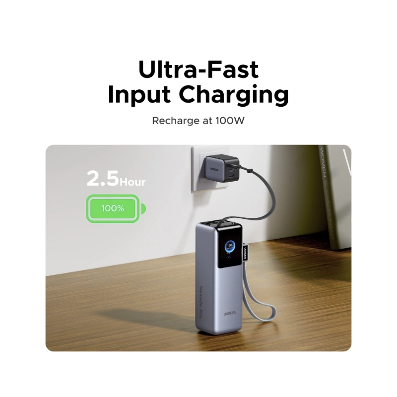 Power Bank Ugreen Pb728 (75702B) Nexode Pro, X2 Cable Integrado Usb-C, Pantalla Inteligente Tft, Carga Rapida De 200W, 25000Mah 8 Power Bank Ugreen Pb728 (75702B) Nexode Pro, X2 Cable Integrado Usb-C, Pantalla Inteligente Tft, Carga Rapida De 200W, 25000Mah - Imagen 8