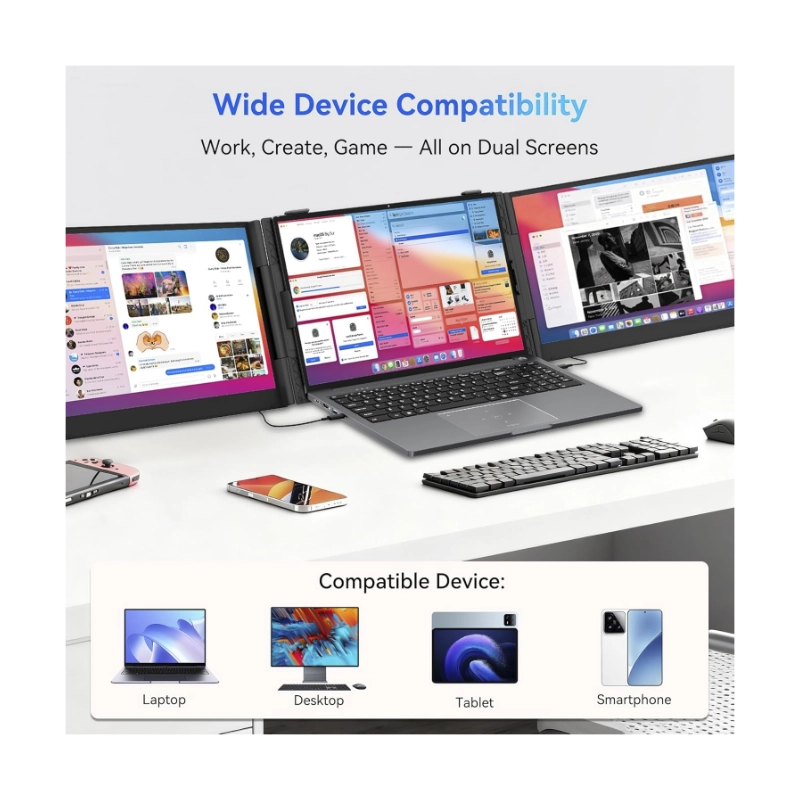 Extensor De Pantalla Triple Para Laptop Blackview (Dcm6) Ips Fhd, Dos Pantallas Externas Portatil De 14, Compatible De 13 A 17, Para Windows/ Mac 9 Extensor De Pantalla Triple Para Laptop Blackview (Dcm6) Ips Fhd, Dos Pantallas Externas Portatil De 14, Compatible De 13 A 17, Para Windows/ Mac - Imagen 9