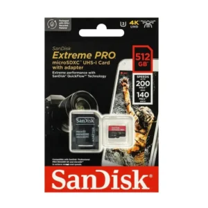 Memoria Microsdxc Sandisk Extreme Pro 512Gb (Sdsqxcd-512G-Gn6Ma) Uhs-I, V30, A2, 200Mb/S, 140Mb/S, Para Grabacion De Video 4K Uhd, Adaptador Sdp